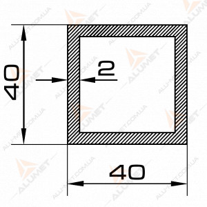 Зображення Лага алюмінієва 40х40х2 мм без покриття Фото Лага алюмінієва 40х40х2 мм без покриття