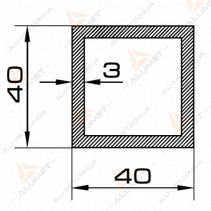 Зображення Лага алюмінієва 40х40х3 мм без покриття Фото Лага алюмінієва 40х40х3 мм без покриття