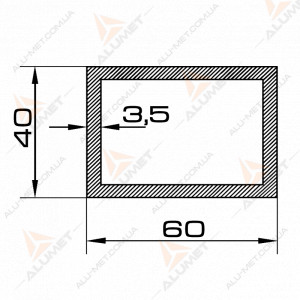 Фото Лага алюмінієва 60х40х3.5 мм без покриття