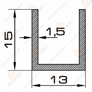 Фото Швеллер алюминиевый 13х15х1.5 мм анодированный 