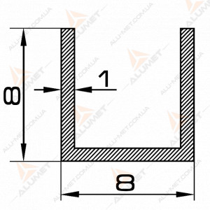 Фото Швеллер алюминиевый 8х8х1 мм анодированный 