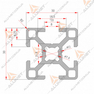 Зображення Верстатний профіль 30х30 T-track без покриття (3842990720) Фото Верстатний профіль 30х30 T-track без покриття (3842990720)