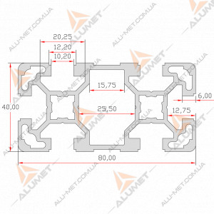 Зображення Верстатний профіль 40х80 T-track без покриття (3842993130) Фото Верстатний профіль 40х80 T-track без покриття (3842993130)