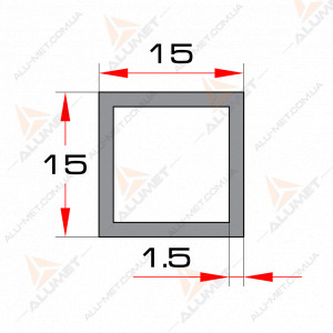 Фото Труба алюминиевая 15х15х1.5 мм квадратная без покрытия 