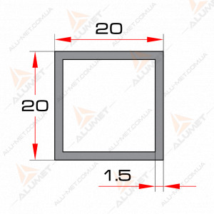 Фото Труба алюминиевая 20х20х1.5 мм квадратная без покрытия 