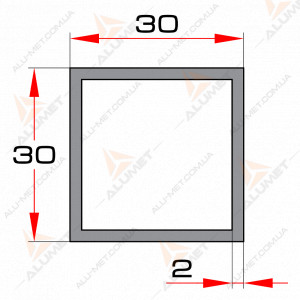 Фото Труба алюмінієва 30х30х2 мм квадратна без покриття