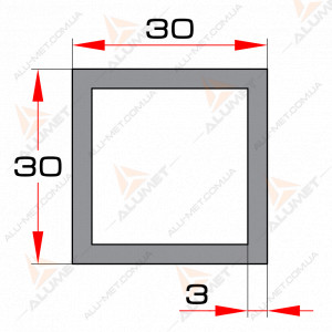 Фото Труба алюмінієва 30х30х3 мм квадратна без покриття