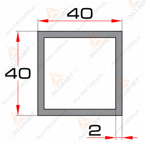 Фото Труба алюмінієва 40х40х2 мм квадратна без покриття