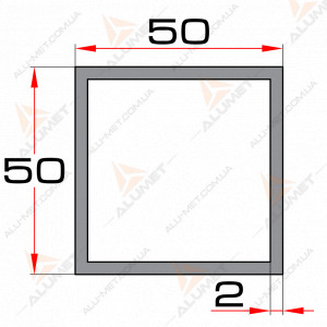 Изображение Труба алюминиевая 50х50х2 мм квадратная без покрытия Фото Труба алюминиевая 50х50х2 мм квадратная без покрытия
