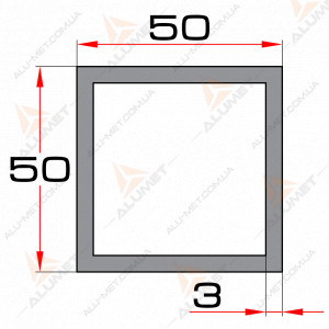 Изображение Труба алюминиевая 50х50х3 мм квадратная без покрытия Фото Труба алюминиевая 50х50х3 мм квадратная без покрытия