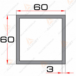 Изображение Труба алюминиевая 60х60х3 мм квадратная без покрытия Фото Труба алюминиевая 60х60х3 мм квадратная без покрытия