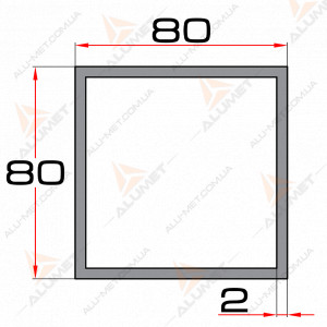 Изображение Труба алюминиевая 80х80х2 мм квадратная без покрытия Фото Труба алюминиевая 80х80х2 мм квадратная без покрытия