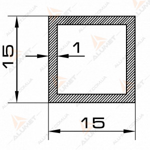 Фото Труба алюминиевая 15х15х1 мм квадратная без покрытия 