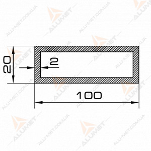 Изображение Труба алюминиевая 100х20х2 мм прямоугольная без покрытия Фото Труба алюминиевая 100х20х2 мм прямоугольная без покрытия