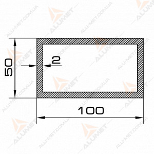 Изображение Труба алюминиевая 100х50х2 мм прямоугольная без покрытия Фото Труба алюминиевая 100х50х2 мм прямоугольная без покрытия
