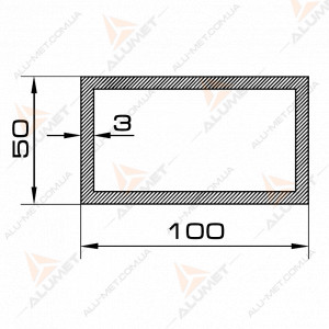 Изображение Труба алюминиевая 100х50х3 мм прямоугольная анодированная Фото Труба алюминиевая 100х50х3 мм прямоугольная анодированная