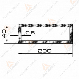 Зображення Труба алюмінієва 200х40х2.5 мм прямокутна без покриття Фото Труба алюмінієва 200х40х2.5 мм прямокутна без покриття
