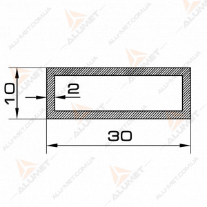 Фото Труба алюминиевая 30х10х2 мм прямоугольная без покрытия 