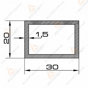 Фото Труба алюминиевая 30х20х1.5 мм прямоугольная без покрытия 