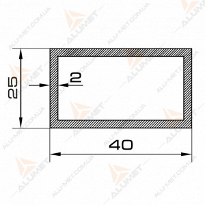 Изображение Труба алюминиевая 40х25х2 мм прямоугольная без покрытия Фото Труба алюминиевая 40х25х2 мм прямоугольная без покрытия