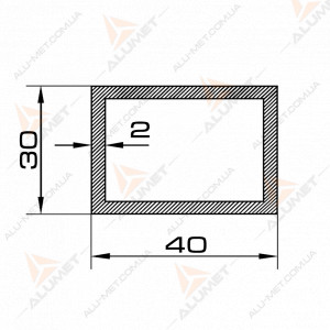 Изображение Труба алюминиевая 40х30х2 мм прямоугольная без покрытия Фото Труба алюминиевая 40х30х2 мм прямоугольная без покрытия