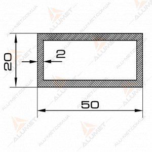 Изображение Труба алюминиевая 50х20х2 мм прямоугольная без покрытия Фото Труба алюминиевая 50х20х2 мм прямоугольная без покрытия