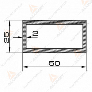 Изображение Труба алюминиевая 50х25х2 мм прямоугольная без покрытия Фото Труба алюминиевая 50х25х2 мм прямоугольная без покрытия