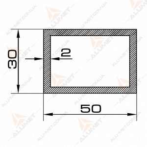 Фото Труба алюмінієва 50х30х2 мм прямокутна без покриття