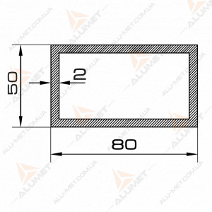 Изображение Труба алюминиевая 80х50х2 мм прямоугольная без покрытия Фото Труба алюминиевая 80х50х2 мм прямоугольная без покрытия