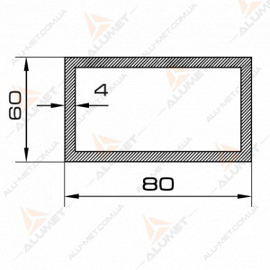 Изображение Труба алюминиевая 80х60х4 мм прямоугольная без покрытия Фото Труба алюминиевая 80х60х4 мм прямоугольная без покрытия