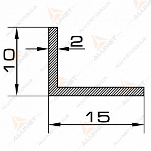 Фото Уголок алюминиевый 15х10х2 мм анодированный 