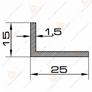 Фото Уголок алюминиевый 25х15х1.5 мм без покрытия 