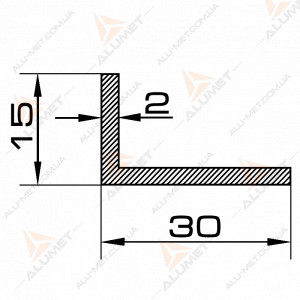 Фото Уголок алюминиевый 30х15х2 мм без покрытия 