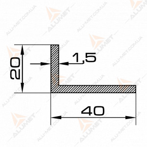 Фото Уголок алюминиевый 40х20х1.5 мм без покрытия 