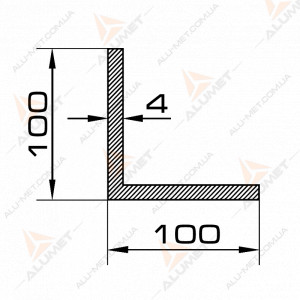 Фото Уголок алюминиевый 100х100х4 мм без покрытия 