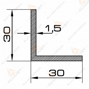 Фото Уголок алюминиевый 30х30х1.5 мм без покрытия 