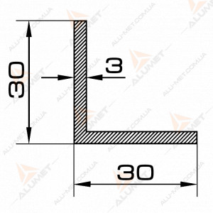 Фото Уголок алюминиевый 30х30х3 мм анодированный 