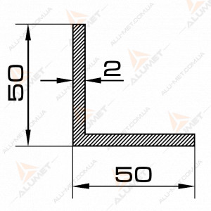 Фото Уголок алюминиевый 50х50х2 мм без покрытия 