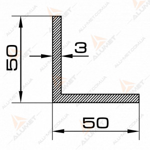 Фото Уголок алюминиевый 50х50х3 мм без покрытия 